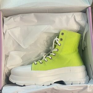 Vibrant Lime High-Top Sneakers